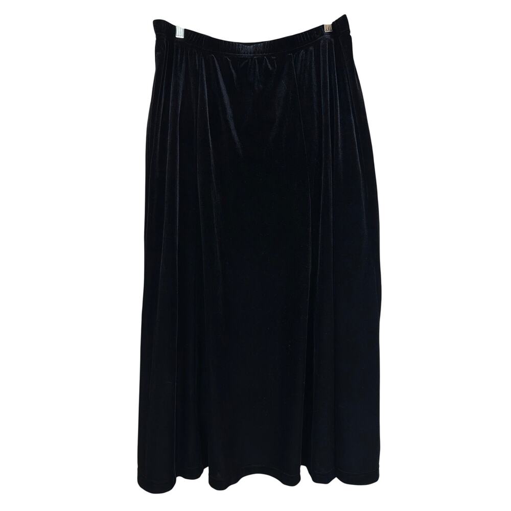 Vintage Coldwater Creek Black Stretch Waist Velvet Maxi Skirt Size 1X USA